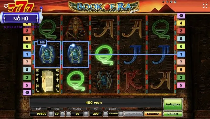 Luật quay hũ Book of Ra Deluxe đơn giản